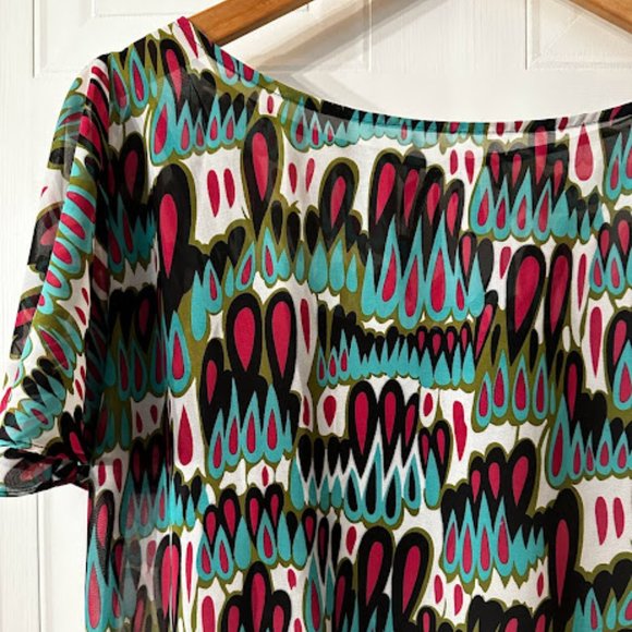 Beautiful Nicole Miller "Romantic Retro" Sheer Blouse~ Size M (B12) - Picture 2 of 8